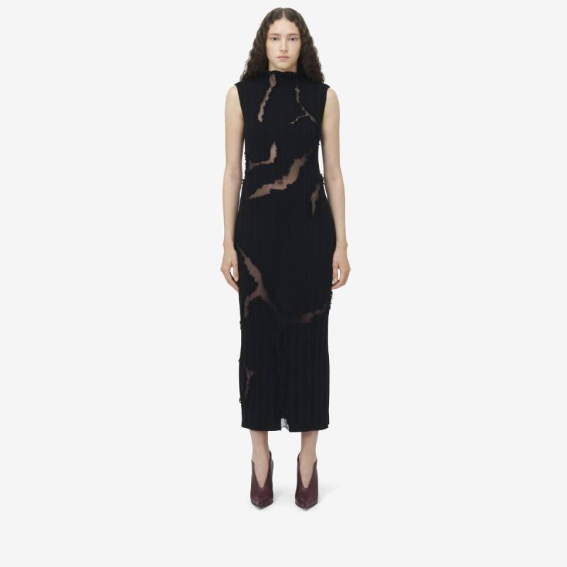 ALEXANDER MCQUEEN - Distressed Detail Knit Midi Dress - Item 816996Q1BCA1000
